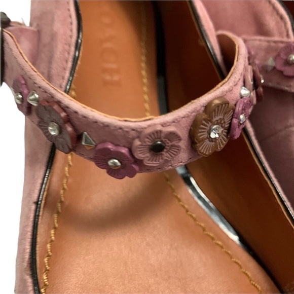 COACH Dusty Rose Flower Stud Suede Leather Mary Jane Flats Size 5.5 NWOB - Picture 6 of 13